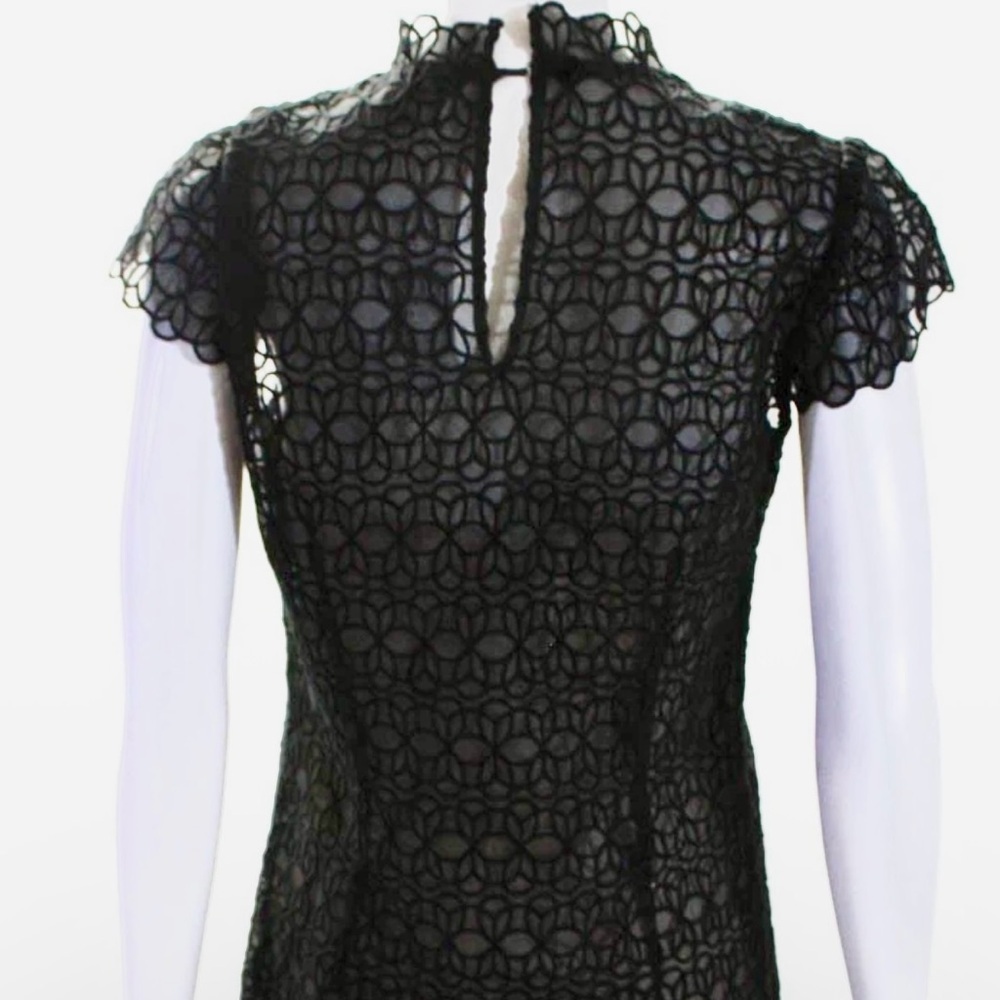 Milly of NY Vintage Silk Lace Mini Shift Dress in Black Size 2 - Picture 9 of 14